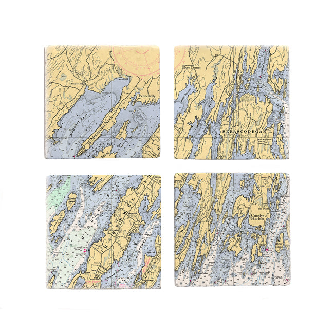 Harpswell, ME- Marble Coaster Set