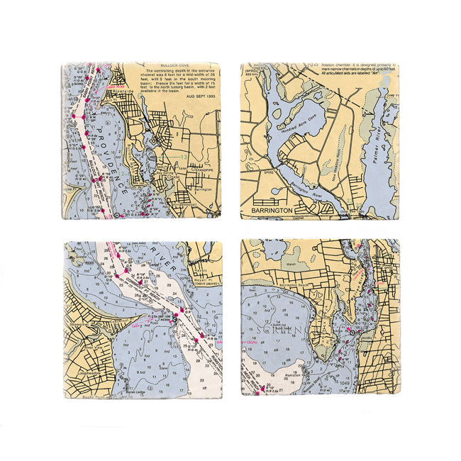 Barrington, RI- Marble Coaster Set
