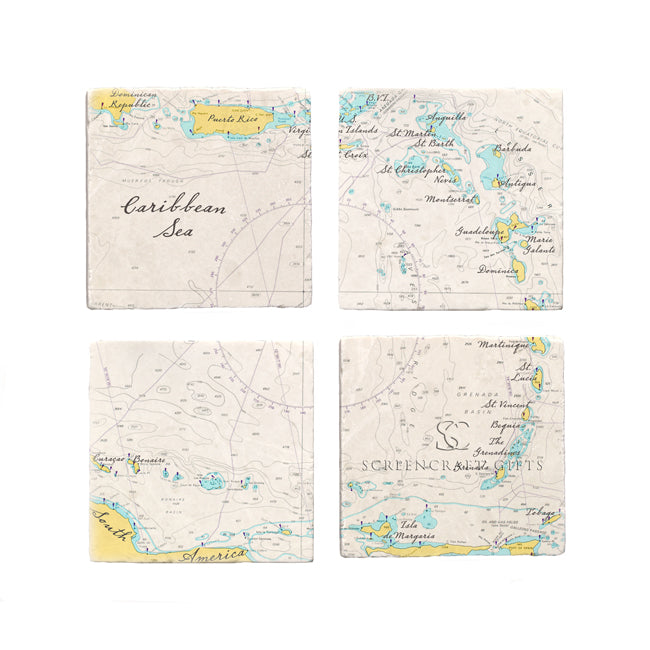 The Caribbean Sea- Marble Coaster Set
