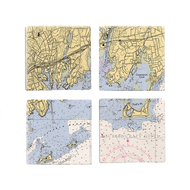 Greenwich, CT- Marble Coaster Set