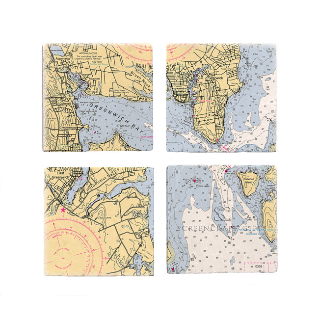 East Greenwich, RI- Marble Coaster Set