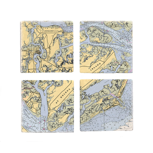 St. Helena, SC - Marble Coaster Set