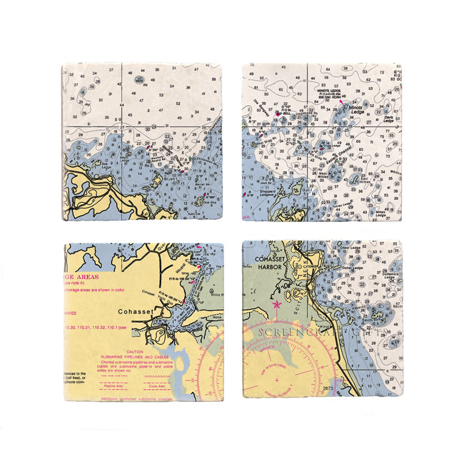 Cohasset, MA  - Marble Coaster Set