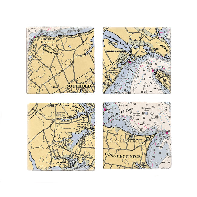 Southold, NY - Marble Coaster Set