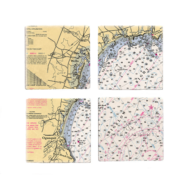 Wells Beach, ME - Marble Coaster Set