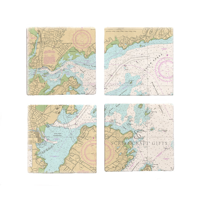 North Shore, MA - Marble Coaster Set