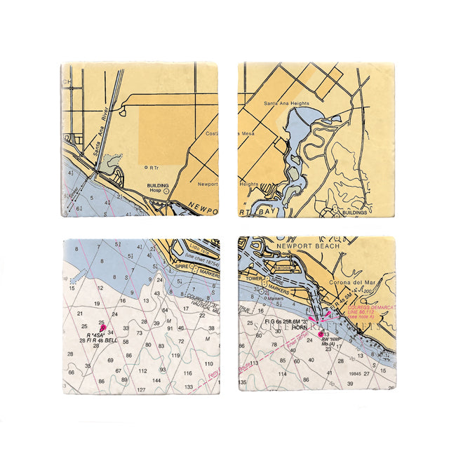 Newport Beach, CA- Marble Coaster Set