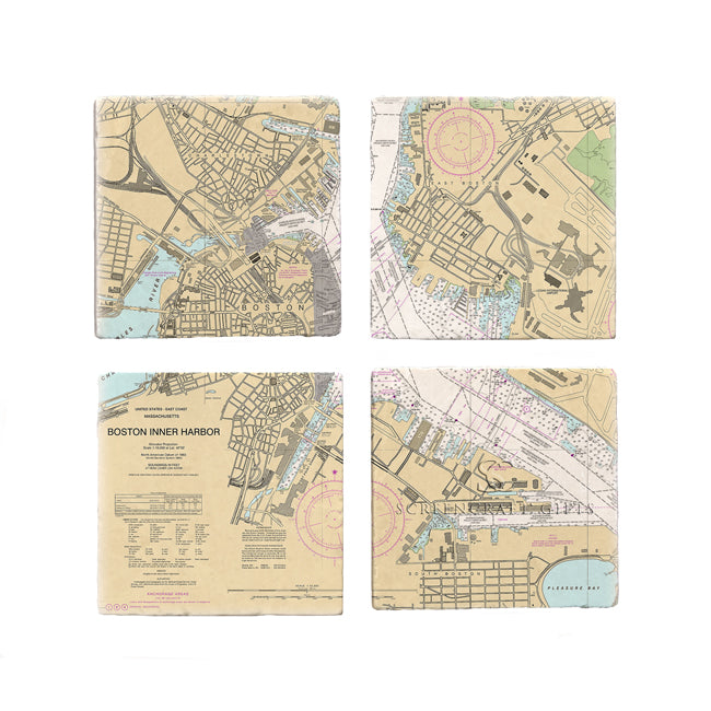Boston, MA - Marble Coaster Set