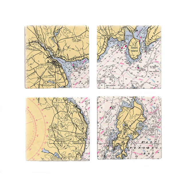 Belfast, ME  - Marble Coaster Set