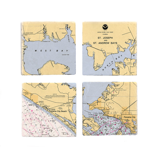 Panama City Beach, FL - Marble Coaster Set
