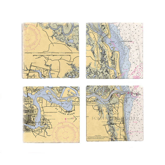 Jacksonville, FL- Marble Coaster Set