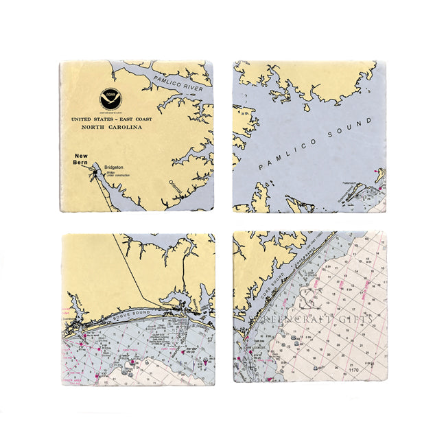New Bern, NC - Marble Coaster Set