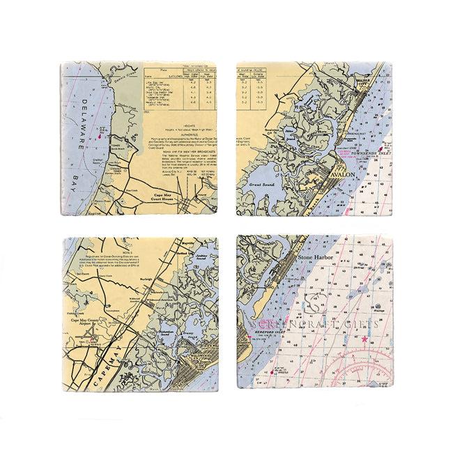 Stone Harbor, NJ - Marble Coaster Set