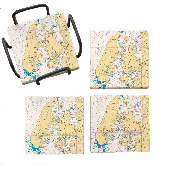Adelaide Island, Antarctica - Marble Coaster Set
