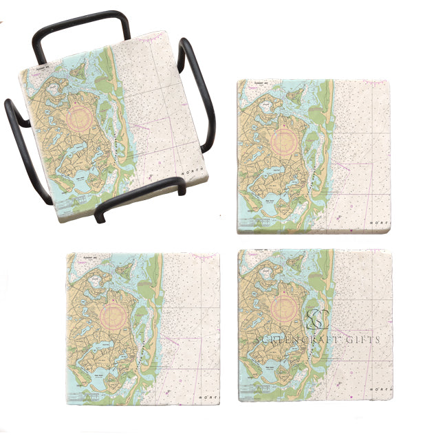 Chatham, MA- Marble Coaster Set