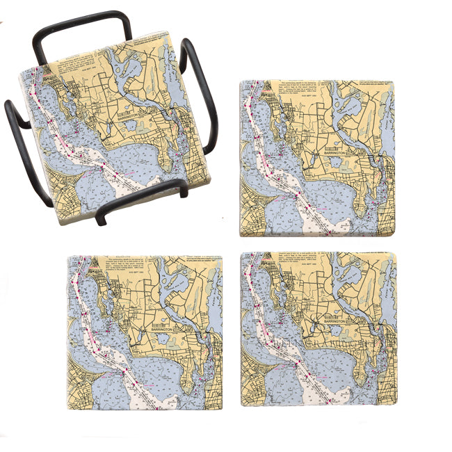 Barrington, RI- Marble Coaster Set