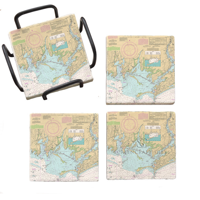 Stonington, CT - Marble Coaster Set