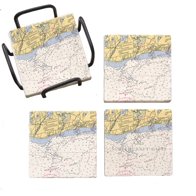 Dennis Port, MA  - Marble Coaster Set