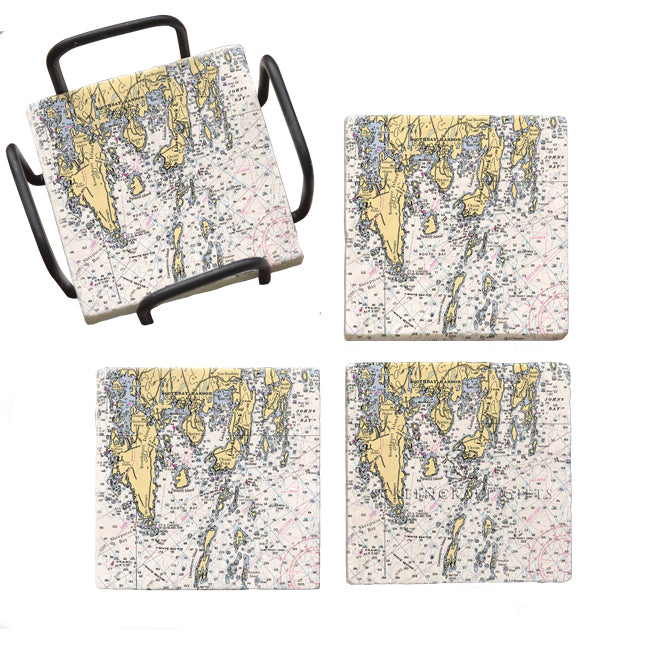Boothbay Harbor, ME- Marble Coaster Set