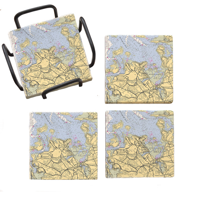 Hingham, MA - Marble Coaster Set