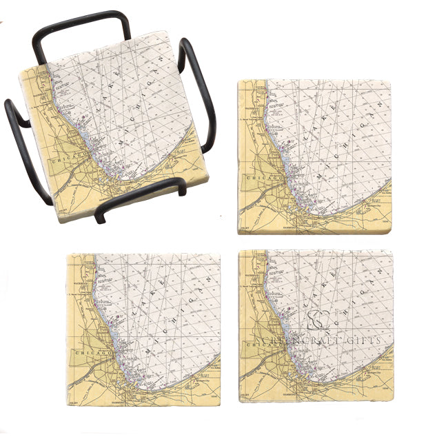 Chicago, IL -  Marble Coaster Set