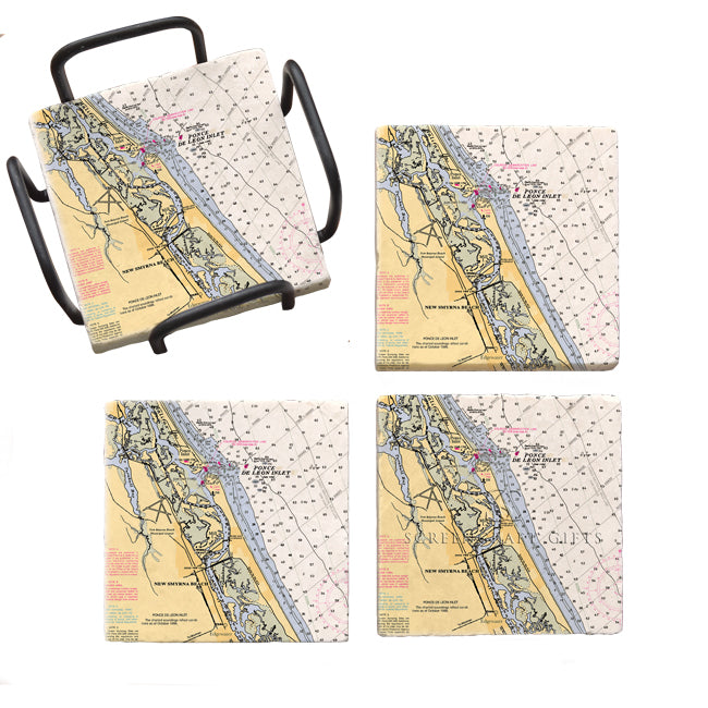 New Smyrna Beach, FL- Marble Coaster Set