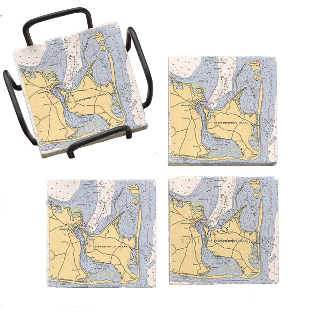 Chappaquiddick, MA- Marble Coaster Set