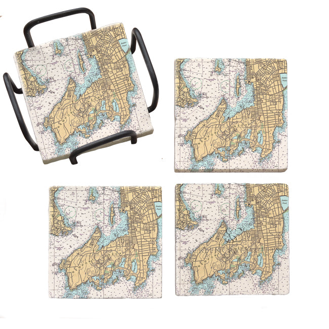 Newport Neck, RI - Marble Coaster Set