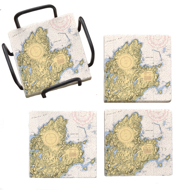 Rockport, MA- Marble Coaster Set