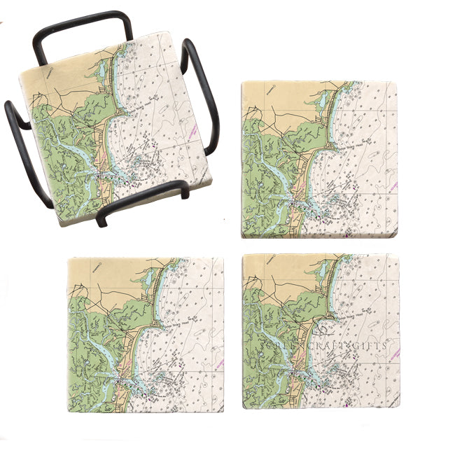 Hampton, NH  - Marble Coaster Set