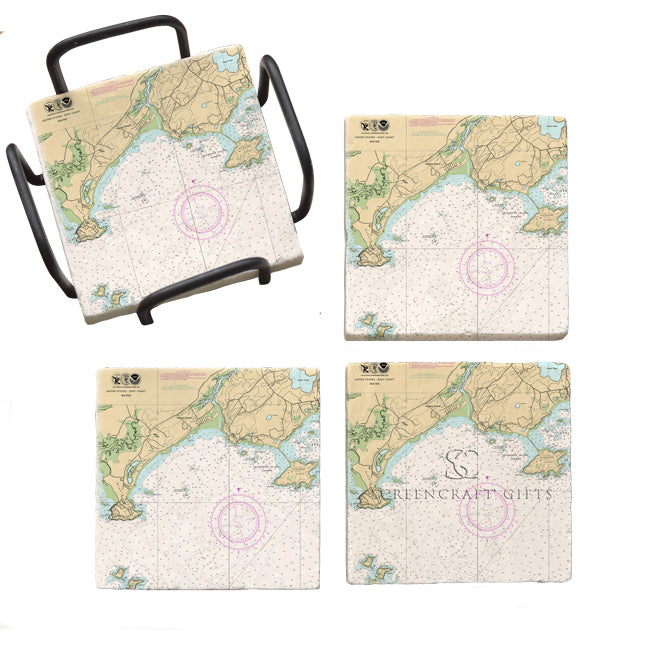 Scarborough, ME  - Marble Coaster Set