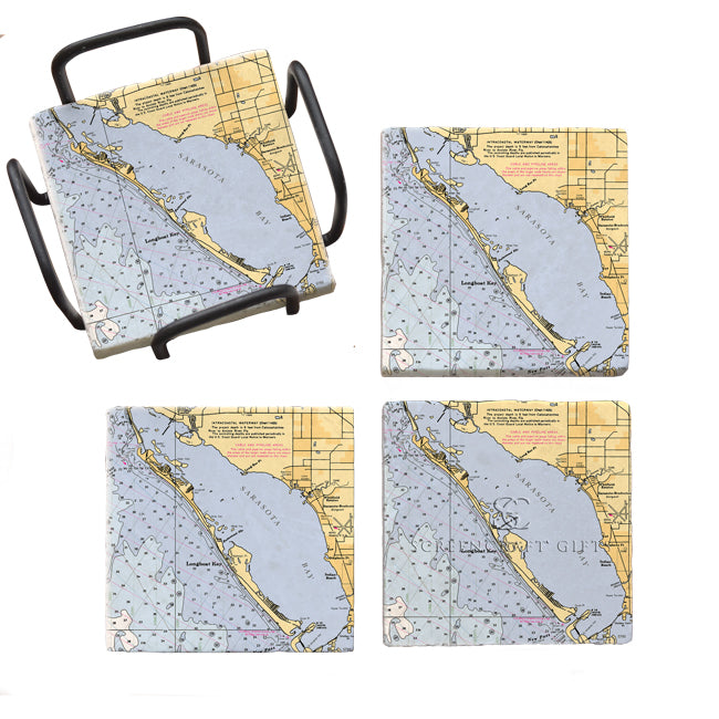 Longboat Key, FL - Marble Coaster Set