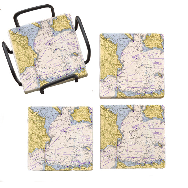 Sausalito, CA  - Marble Coaster Set