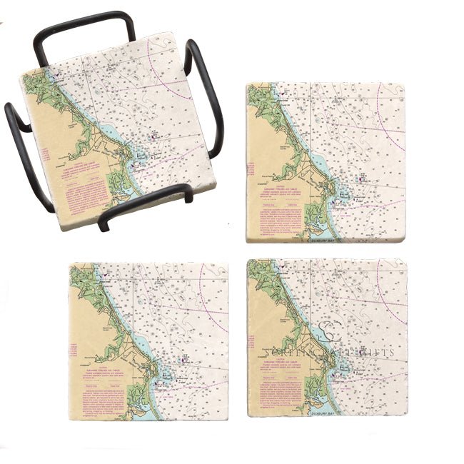 Marshfield, MA - Marble Coaster Set