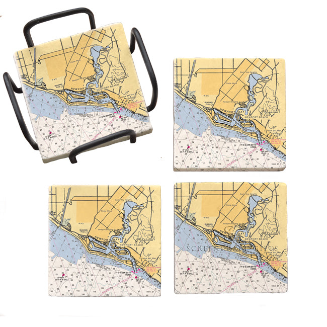 Newport Beach, CA- Marble Coaster Set