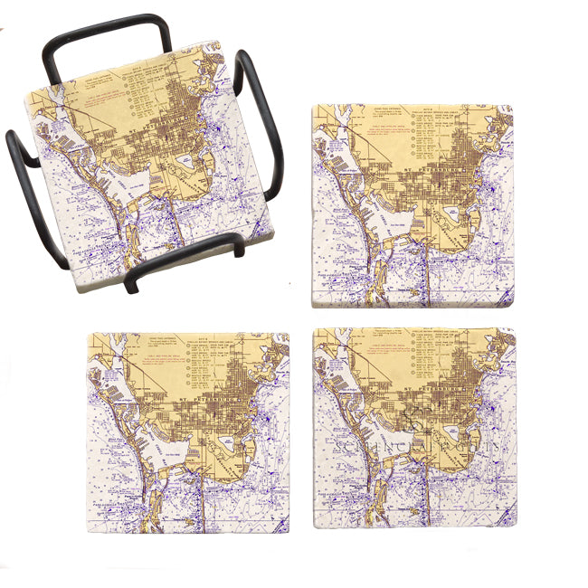 St. Petersburg, FL- Marble Coaster Set