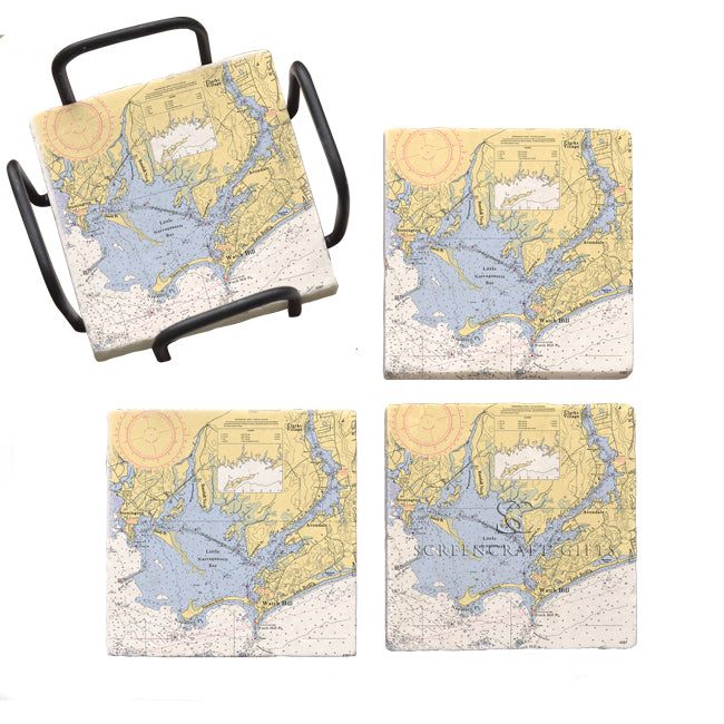Watch Hill, RI - Marble Coaster Set