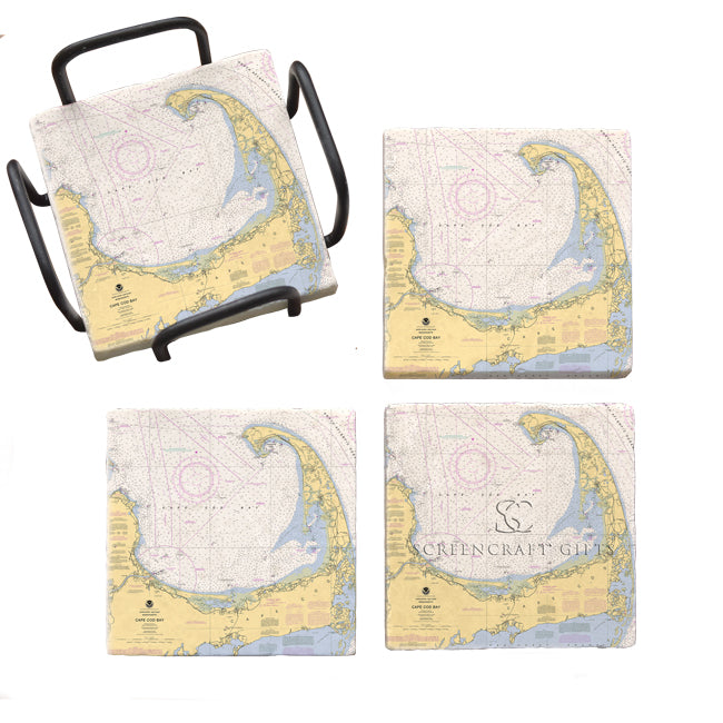 Cape Cod, MA - Marble Coaster Set