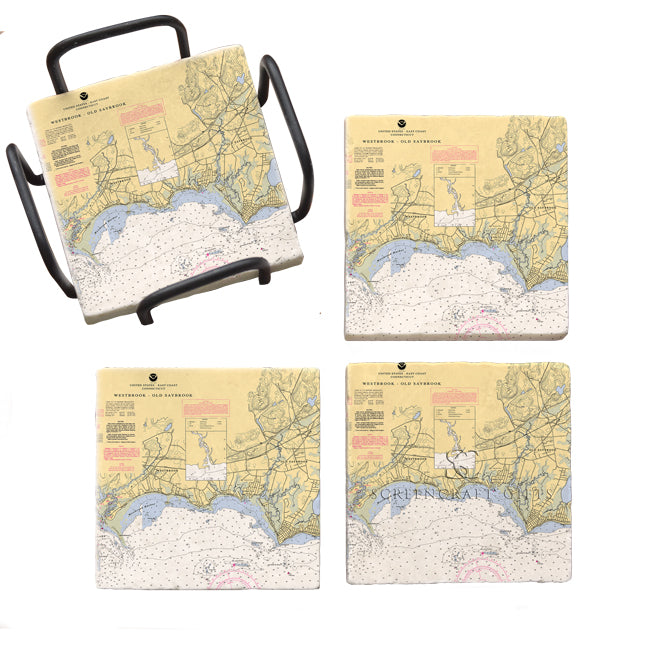 Westbrook, CT- Marble Coaster Set