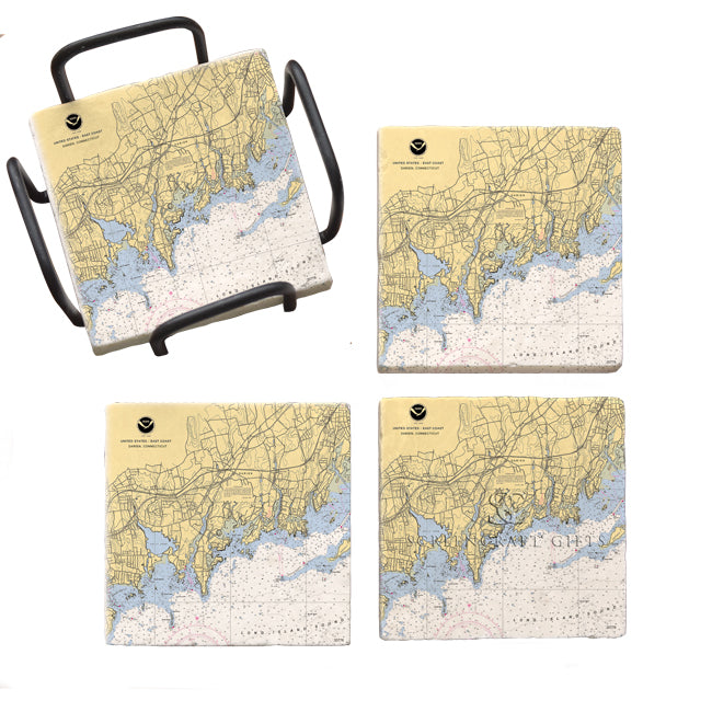 Darien, CT  - Marble Coaster Set