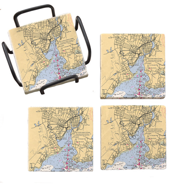 New Haven, CT - Marble Coaster Set