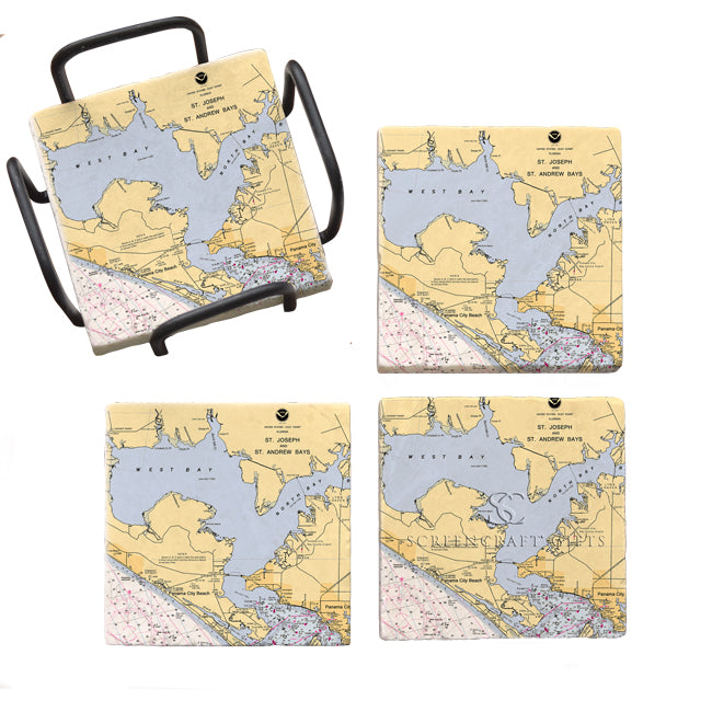 Panama City Beach, FL - Marble Coaster Set