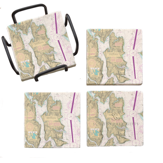 Bainbridge Island, WA -  Marble Coaster Set