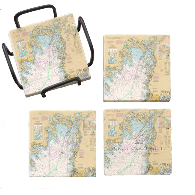 Buzzards Bay,  MA - Marble Coaster Set