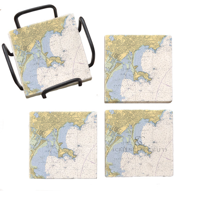 Nahant, MA- Marble Coaster Set