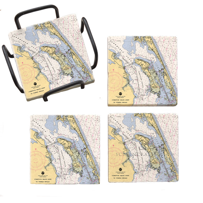 Roanoke Island, NC - Marble Coaster Set