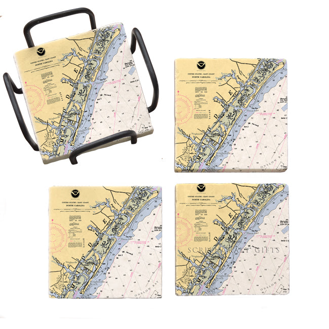 Wrightsville Beach, NC - Marble Coaster Set