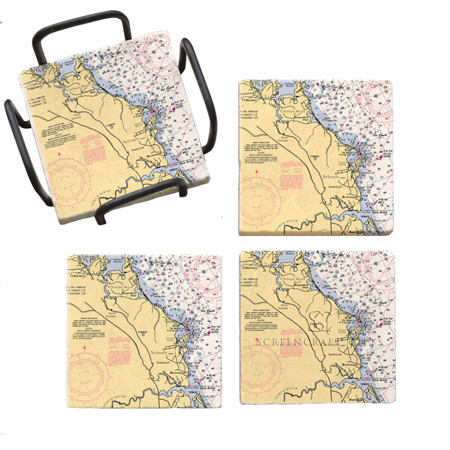 Scituate, MA- Marble Coaster Set
