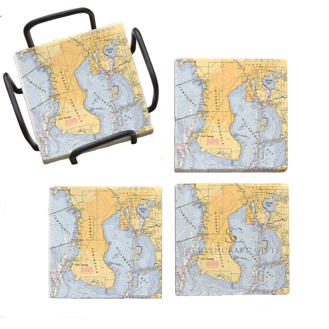 Tampa Bay, FL- Marble Coaster Set