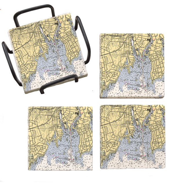Stamford, CT - Marble Coaster Set
